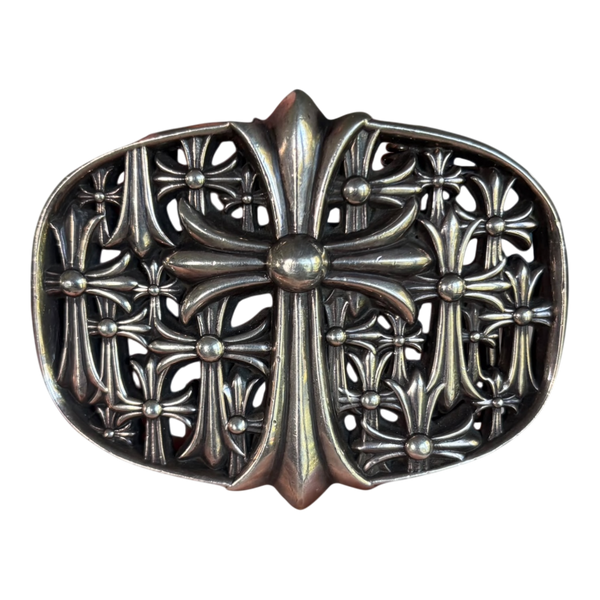 Chrome Hearts Silver Cemetery Cross Belt Buckle