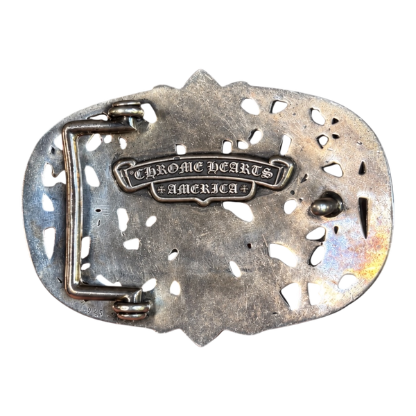 Chrome Hearts Silver Cemetery Cross Belt Buckle