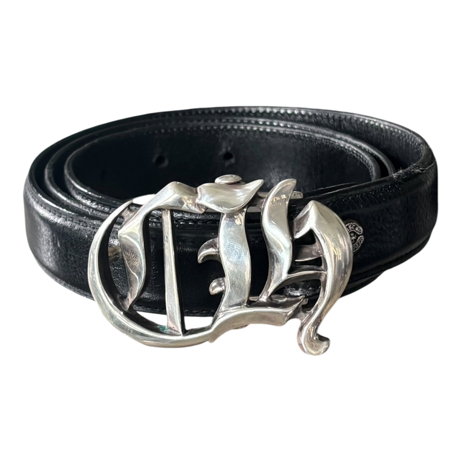 Chrome Hearts 1 Inch Silver CH Leather Belt Black