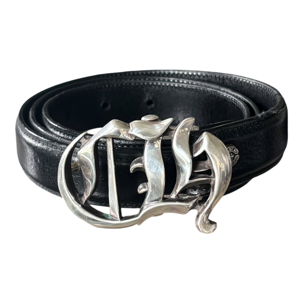 Chrome Hearts 1 Inch Silver CH Leather Belt Black