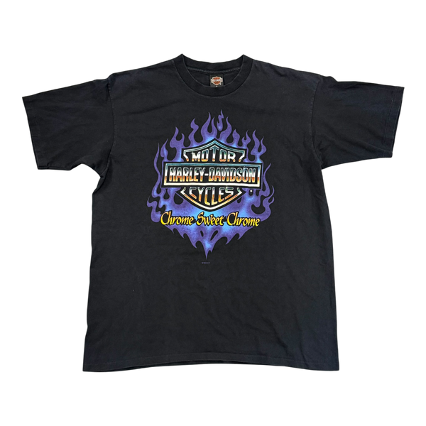 Vintage 1992 Harley Davidson Chrome Sweet Chrome T-Shirt Faded Black