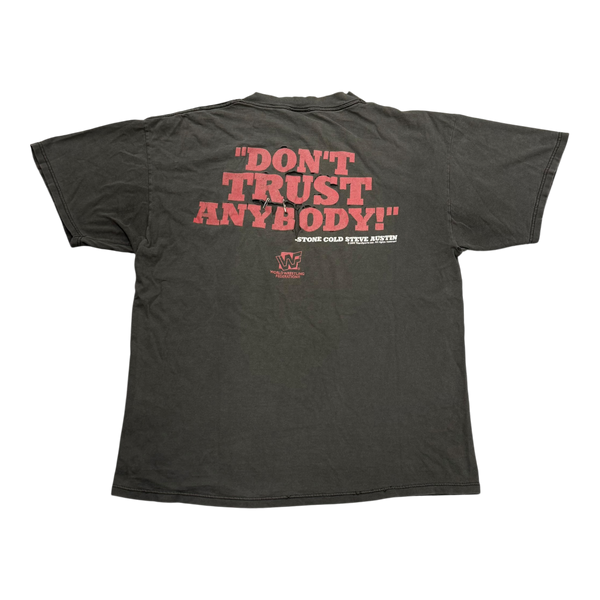 Vintage 1998 WWE Stone Cold Steve Austin Don't Trust Anybody T-Shirt Faded Black