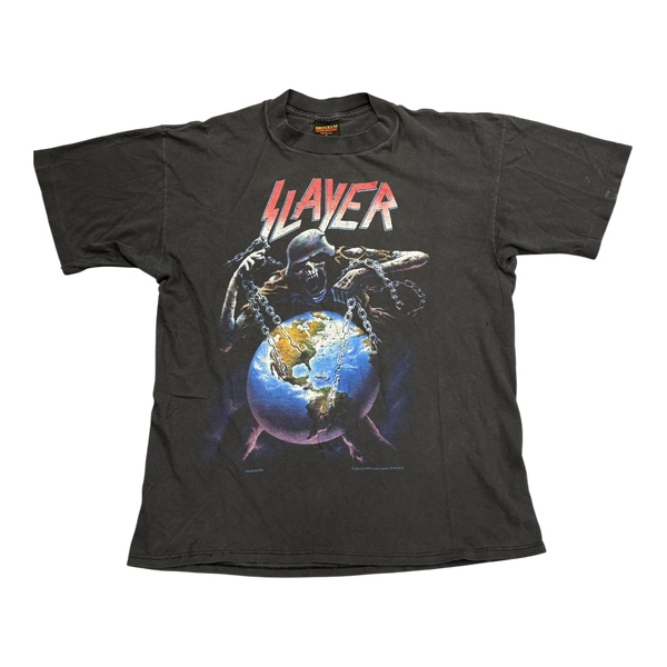 Vintage 1994 Slayer North American Intourvention T-Shirt Faded Black