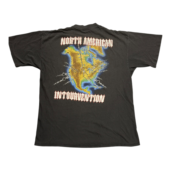 Vintage 1994 Slayer North American Intourvention T-Shirt Faded Black