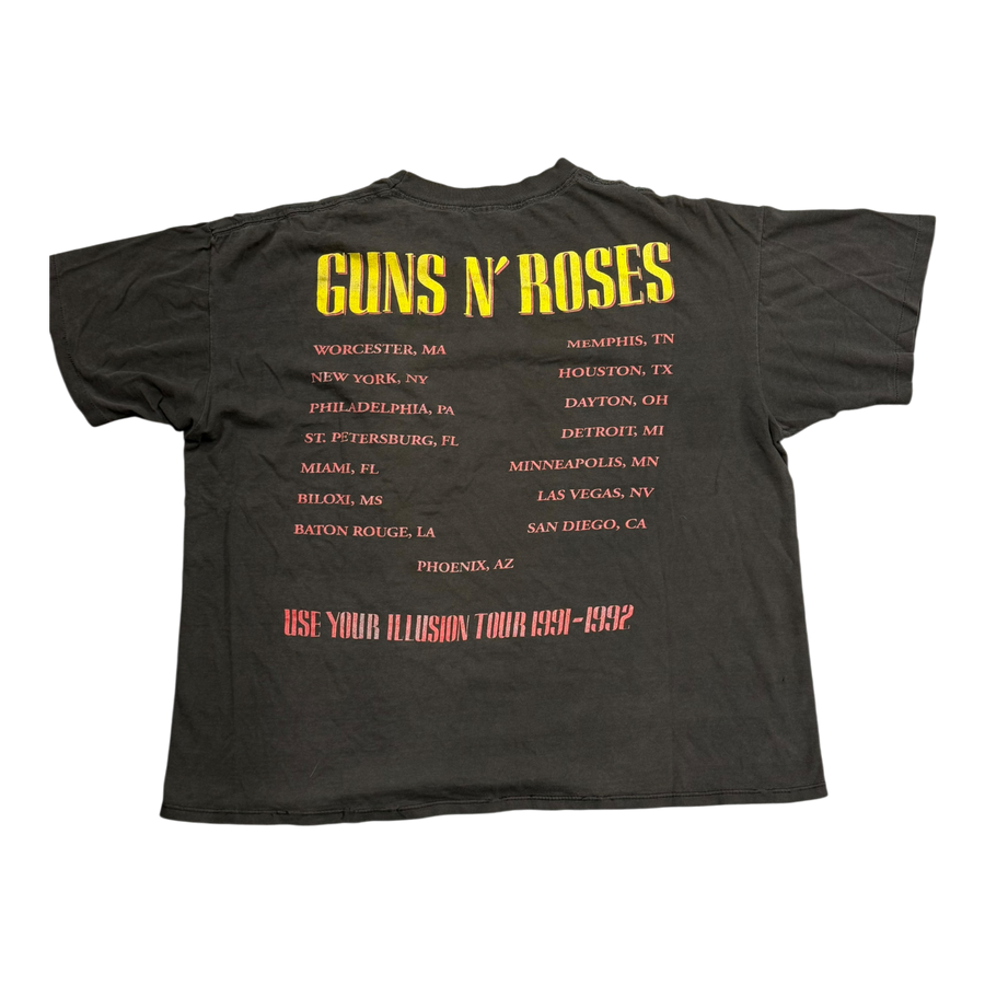 Vintage 1991 Guns N' Roses Use Your Illusion Tour T-Shirt Faded Black
