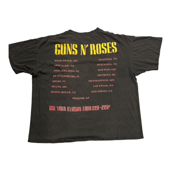 Vintage 1991 Guns N' Roses Use Your Illusion Tour T-Shirt Faded Black