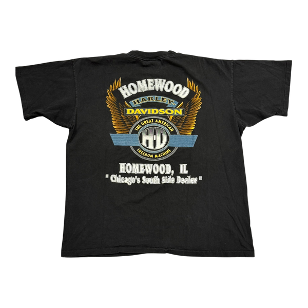 Vintage 1994 Harley Davidson Chrome & Steel T-Shirt Faded Black