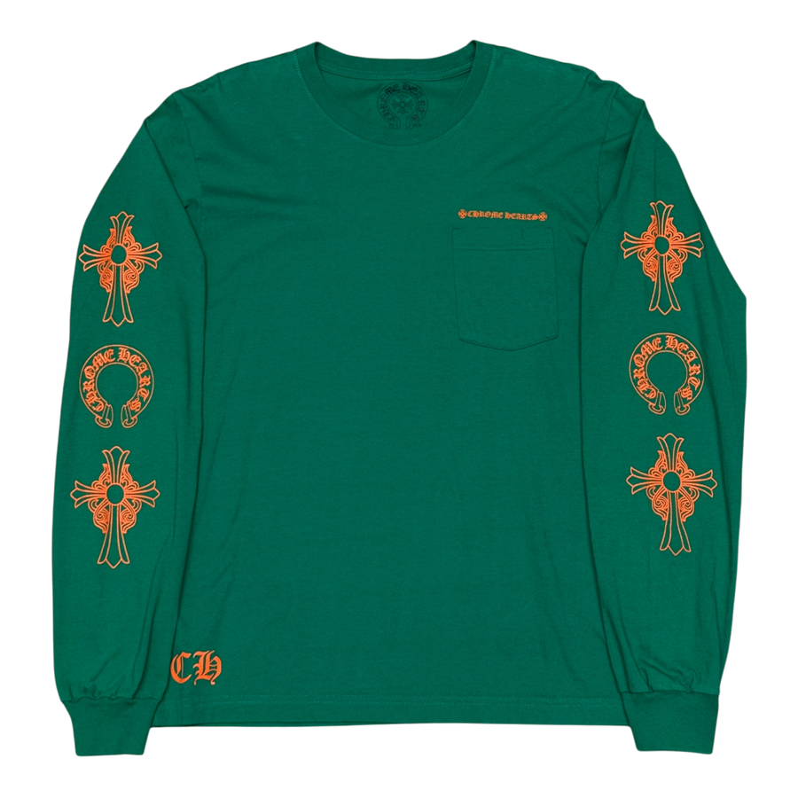 Chrome Hearts Horseshoe L/S T-shirt Green/Orange