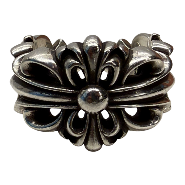 Chrome Hearts Silver Double Floral Ring - US Size 12