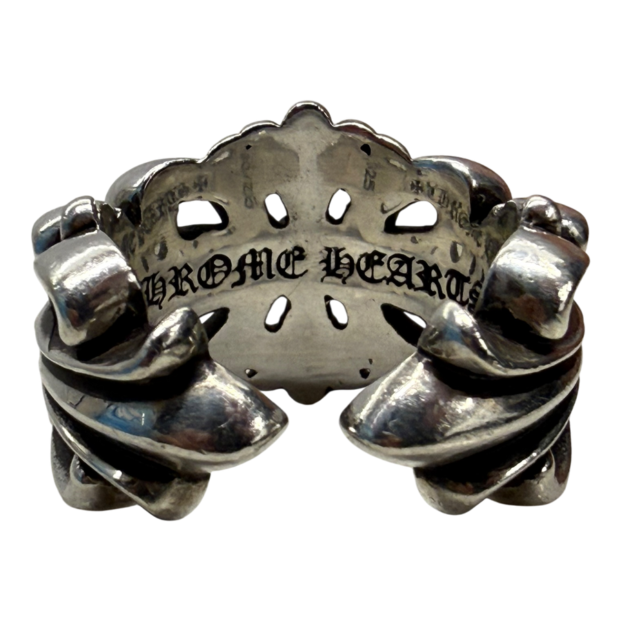 Chrome Hearts Silver Double Floral Ring - US Size 12