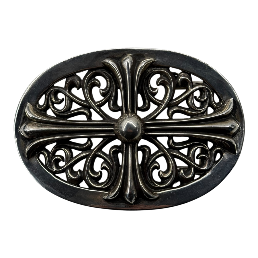 Chrome Hearts Silver XXL Oval Cross Belt Buckle