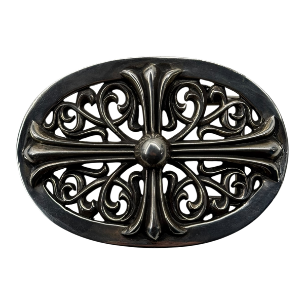 Chrome Hearts Silver XXL Oval Cross Belt Buckle