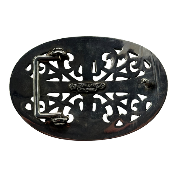 Chrome Hearts Silver XXL Oval Cross Belt Buckle