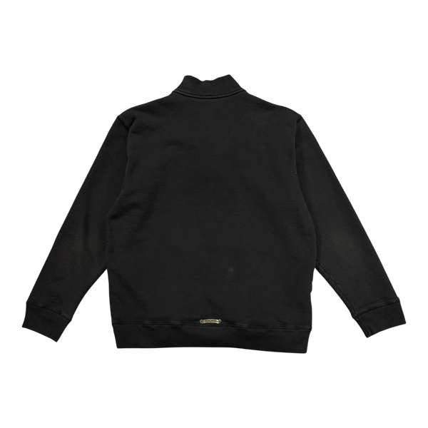 Chrome Hearts Paper Jam Leather Cross Patch Quarter Zip Black
