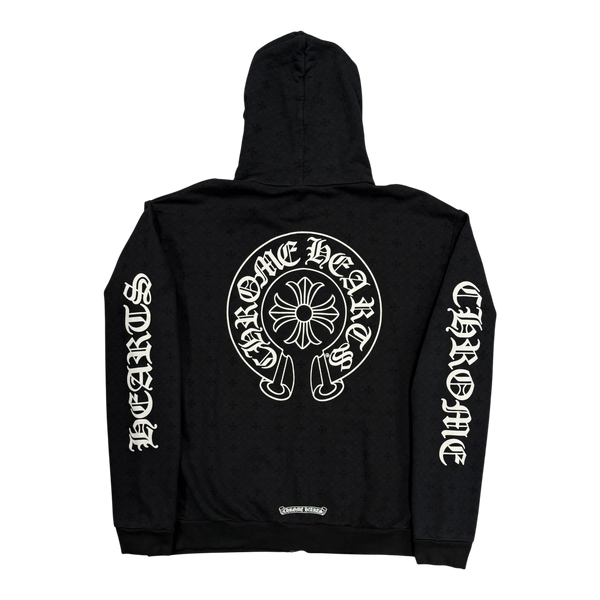 Chrome Hearts Plus Cross All Over Print Zip Up Hoodie Black