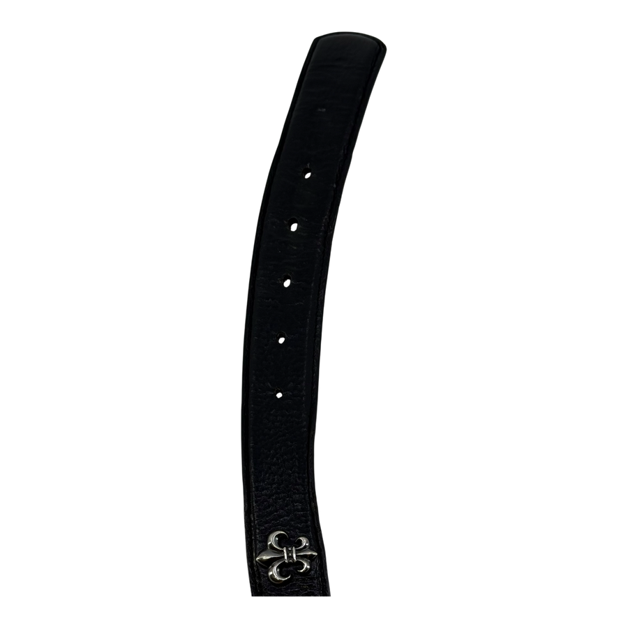 Chrome Hearts Fleur de Lis Studded Leather Belt Strap Black