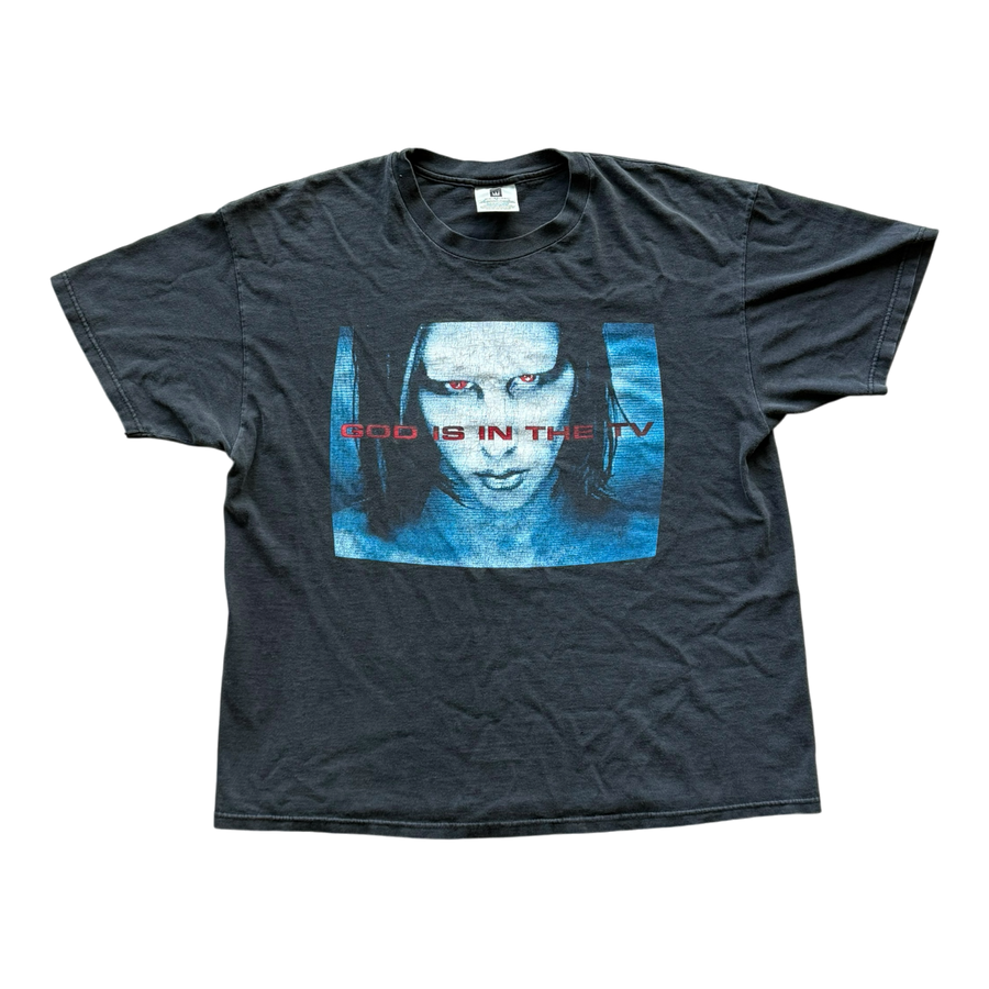 1998 Marilyn Manson God Is In The TV T-Shirt Faded Black
