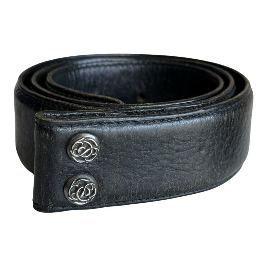 Chrome Hearts Black Leather Belt Strap - Size 30