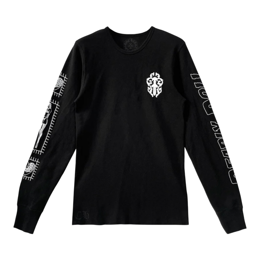 Chrome Hearts Deadly Doll Horseshoe Waffle Thermal Long Sleeve Tee Black