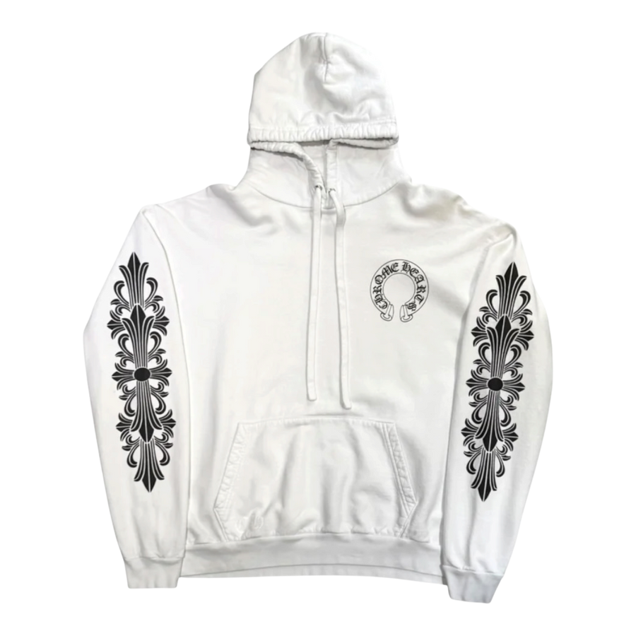 Chrome Hearts Horseshoe Floral Hoodie White