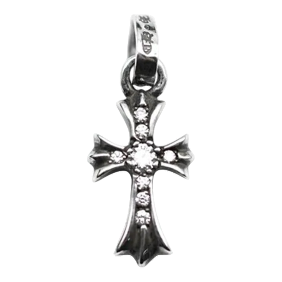 Chrome Hearts Baby Fat Cross Pave Diamond Charm Pendant
