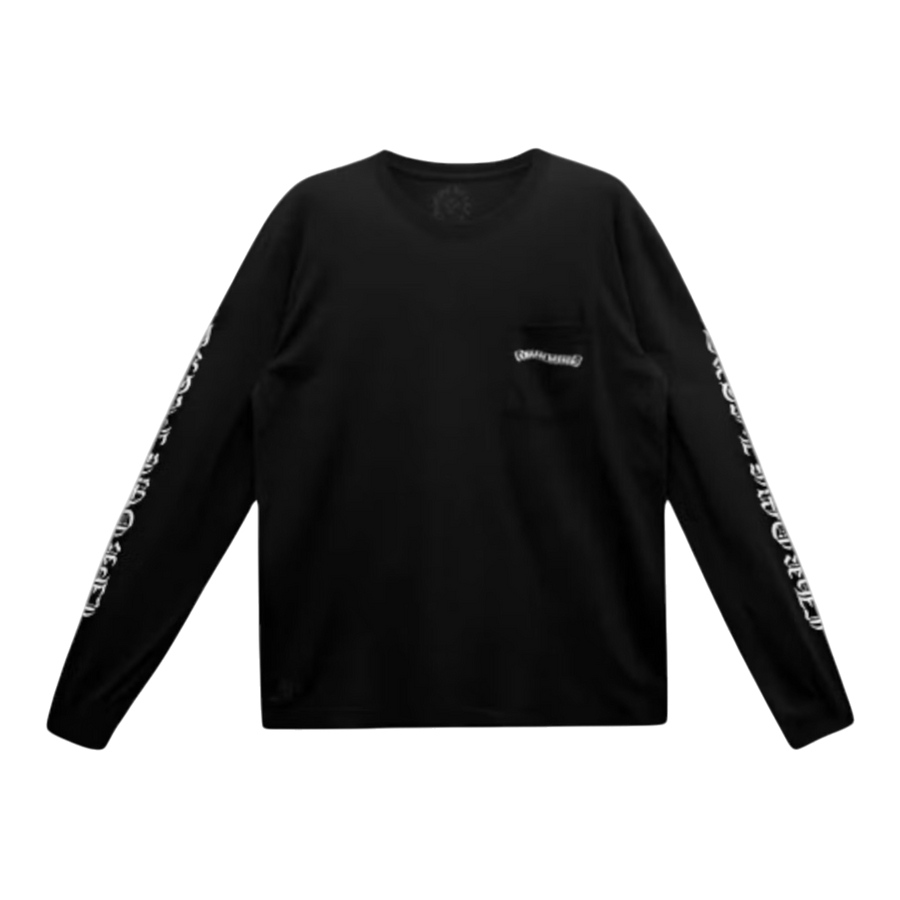 Chrome Hearts Scroll Logo L/S Pocket T-shirt Black