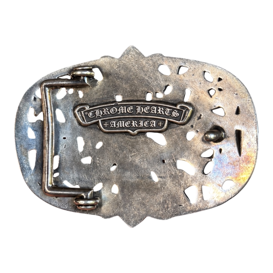Chrome Hearts Silver Cemetery Cross Belt Buckle