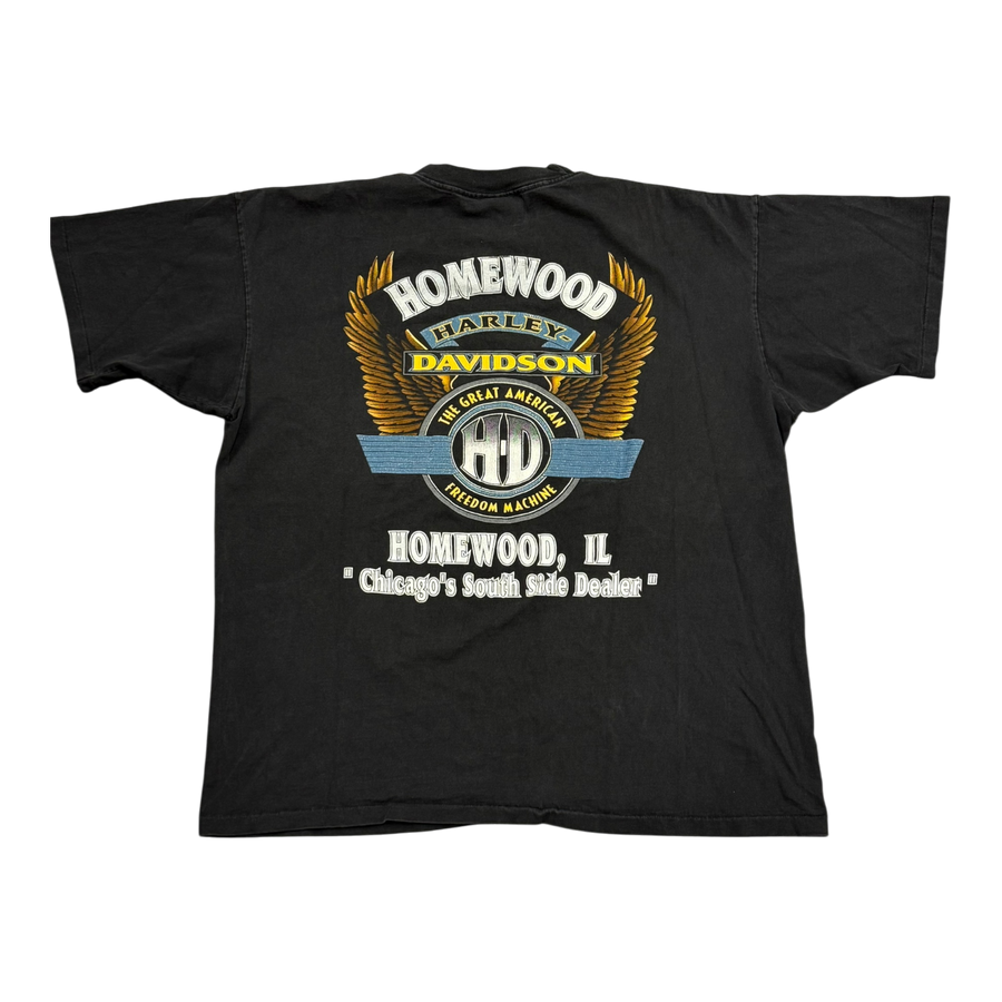 Vintage 1994 Harley Davidson Chrome & Steel T-Shirt Faded Black