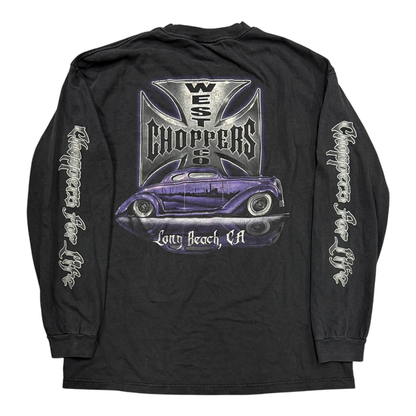 Vintage 2002 West Coast Choppers Long Sleeve T-Shirt Faded Black/Purple