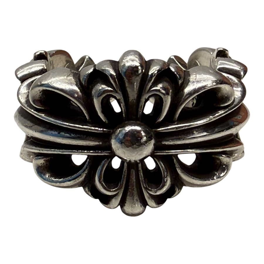 Chrome Hearts Silver Double Floral Ring - US Size 12
