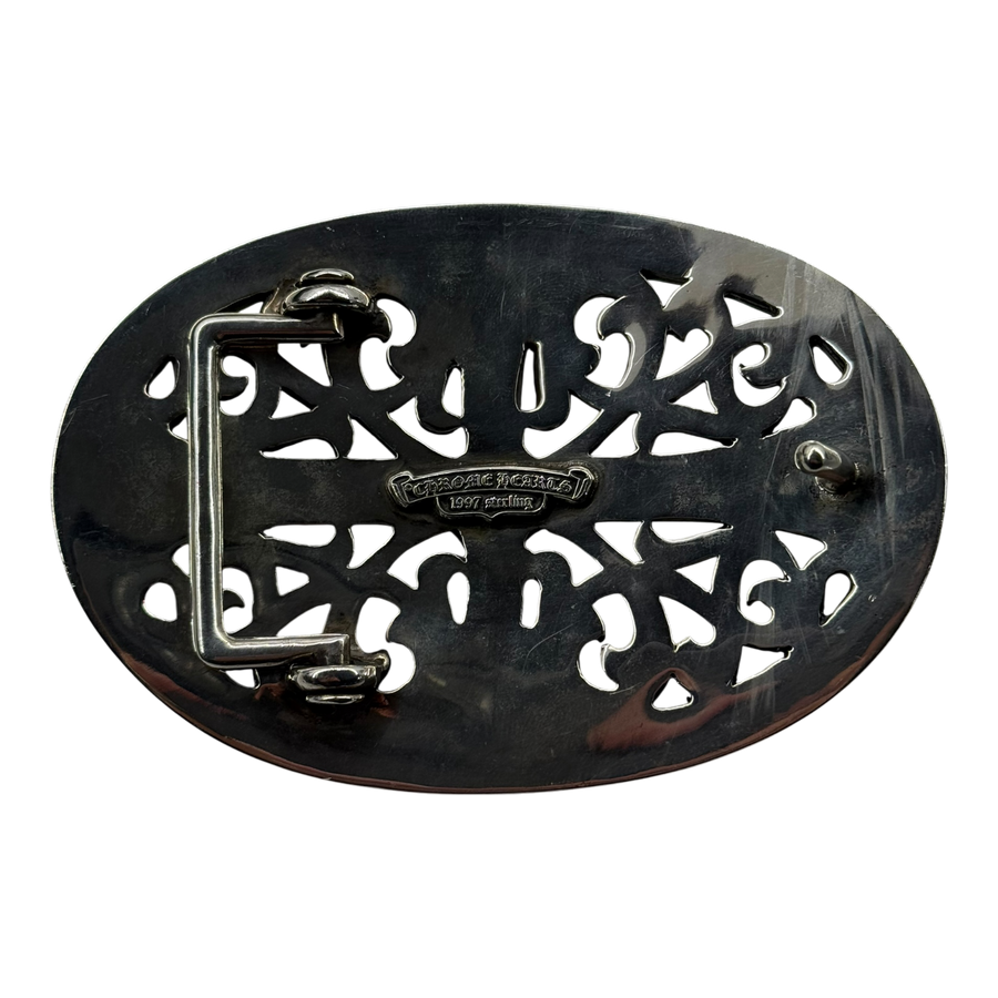 Chrome Hearts Silver XXL Oval Cross Belt Buckle