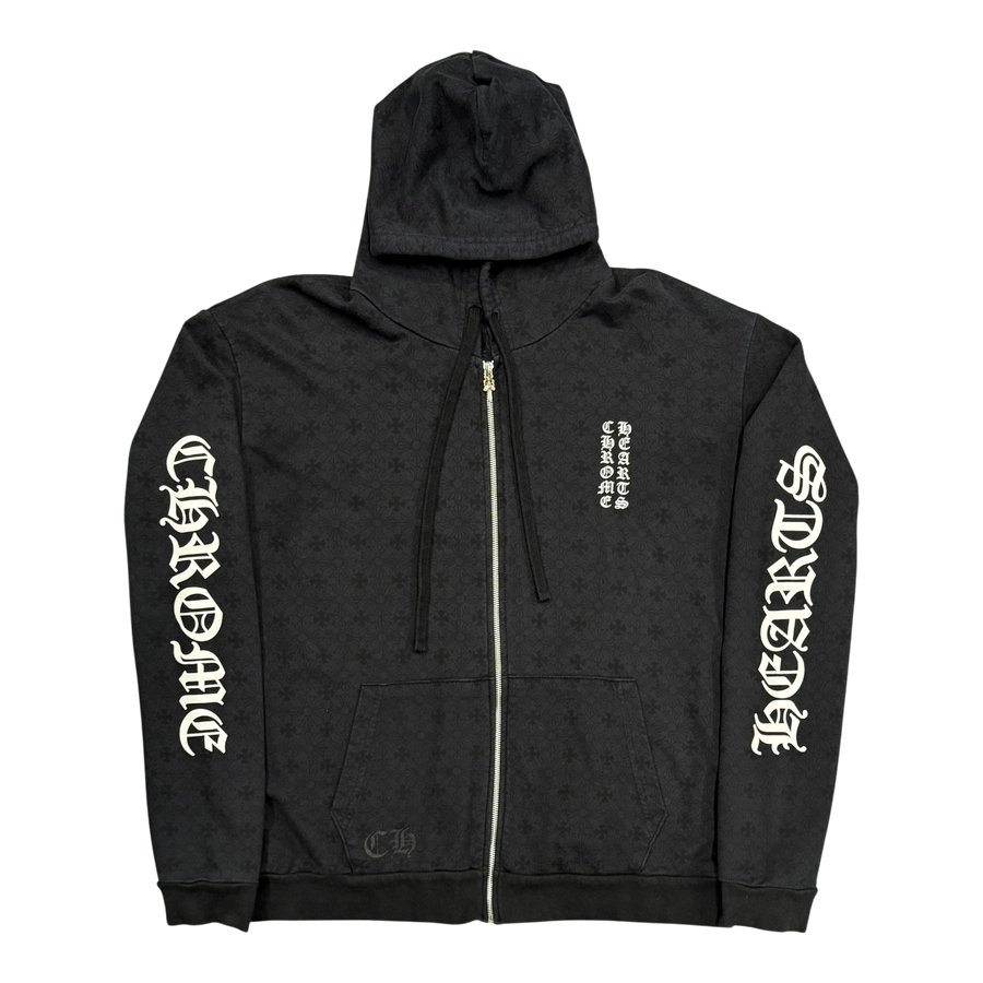 Chrome Hearts Plus Cross All Over Print Zip Up Hoodie Black