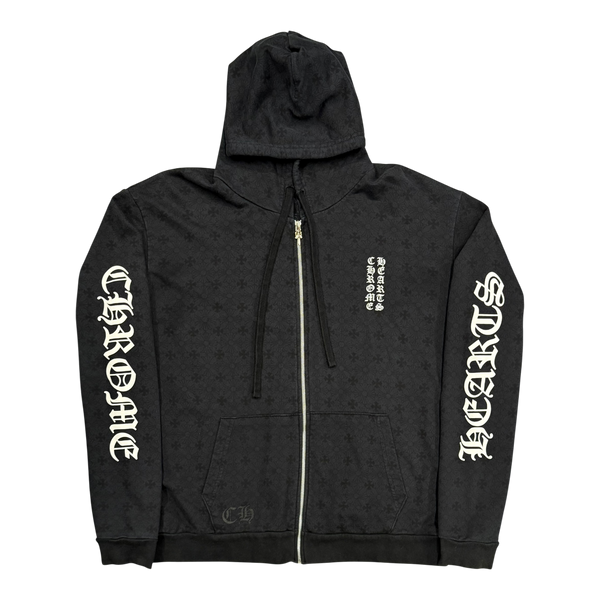 Chrome Hearts Plus Cross All Over Print Zip Up Hoodie Black