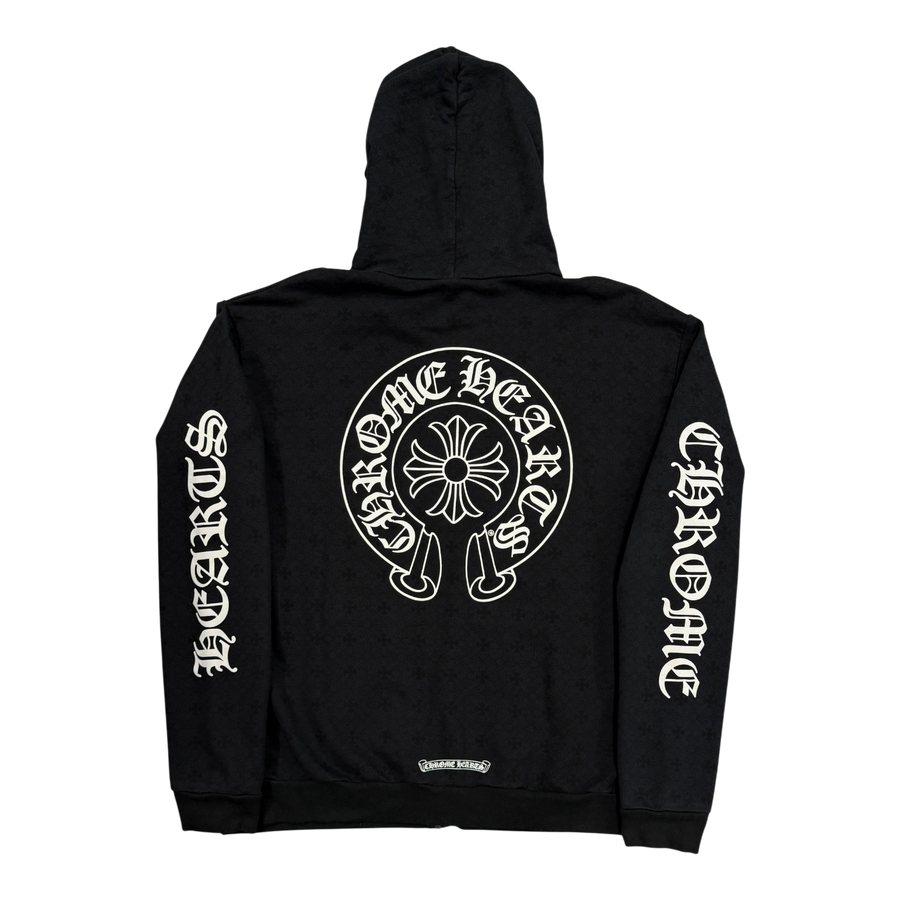 Chrome Hearts Plus Cross All Over Print Zip Up Hoodie Black