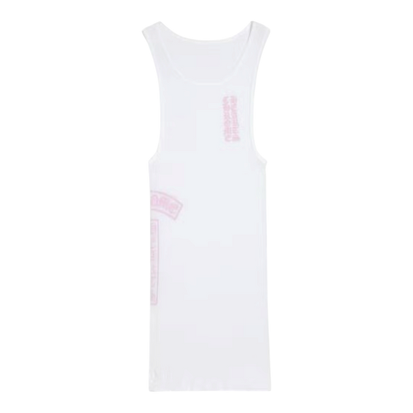 Chrome Hearts T Bar Rib Tank White/Pink