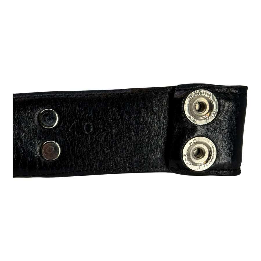 Chrome Hearts Fleur de Lis Studded Leather Belt Strap Black