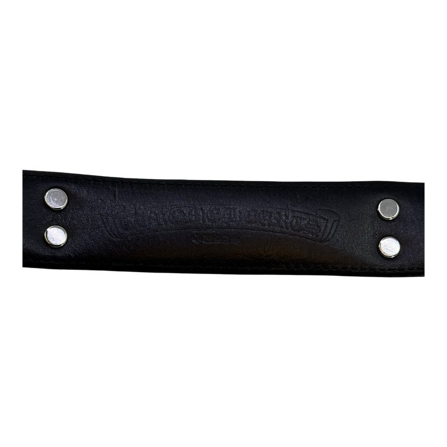 Chrome Hearts Fleur de Lis Studded Leather Belt Strap Black