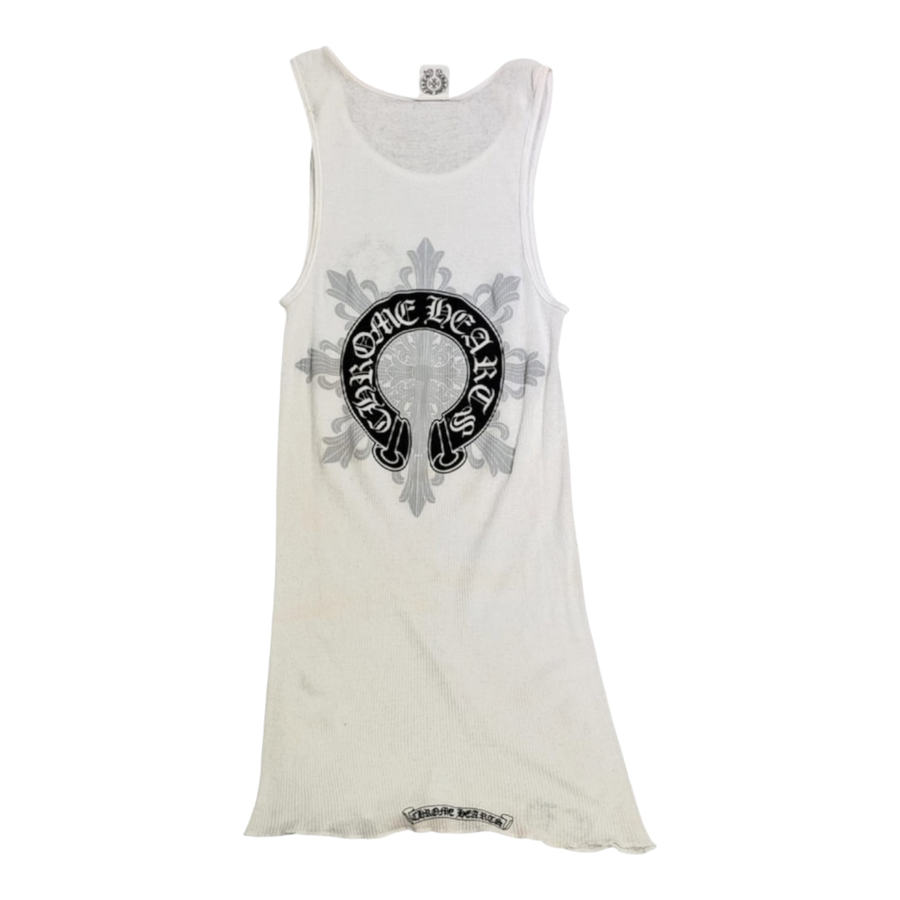 Chrome Hearts Vintage Horseshoe Floral Tank Top White