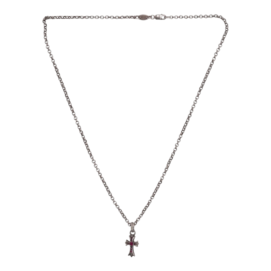 Chrome Hearts Pink Sapphire Pavé Baby Fat Charm & CH Roll Chain