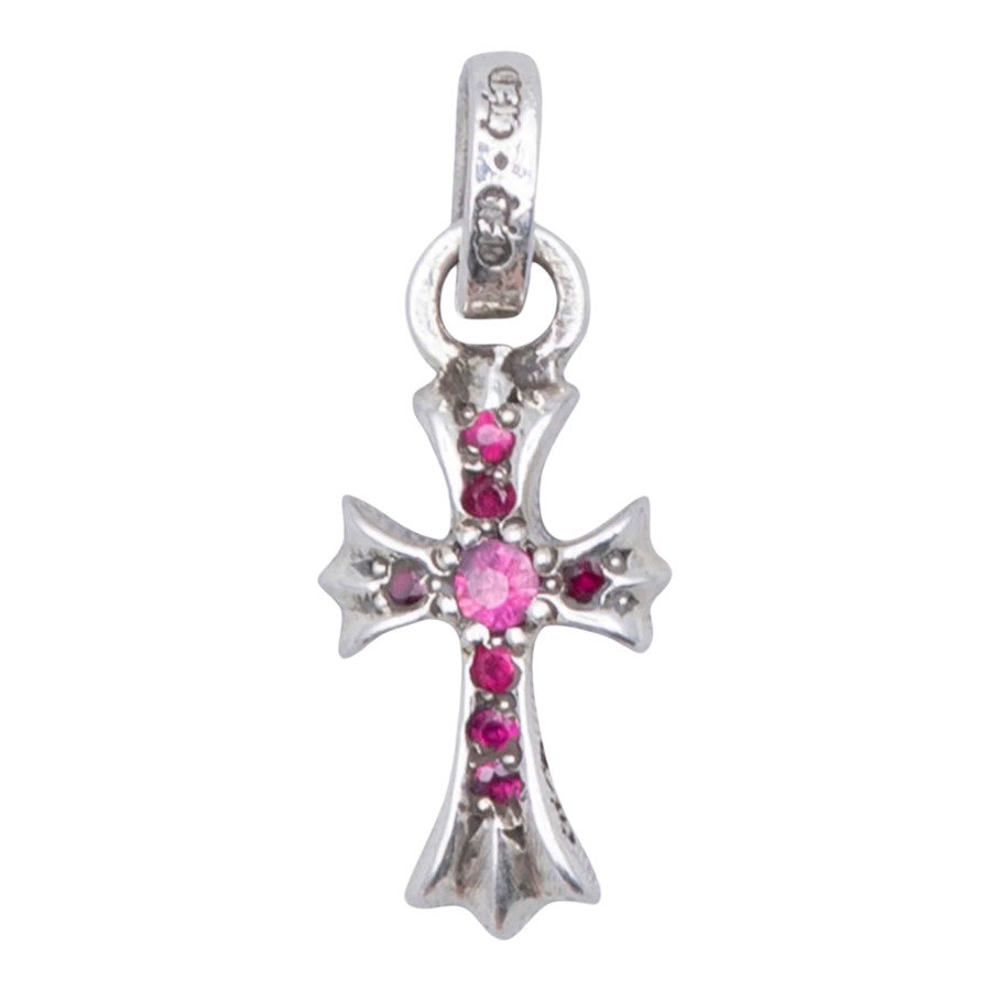 Chrome Hearts Pink Sapphire Pavé Baby Fat Charm & CH Roll Chain