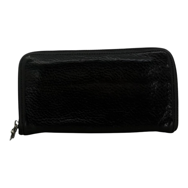 Chrome Hearts Triple Cross Leather Zip Wallet Black