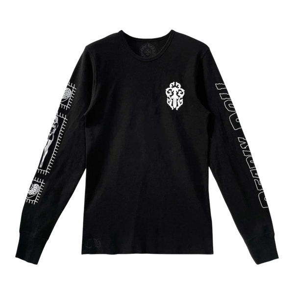 Chrome Hearts Deadly Doll Horseshoe Waffle Thermal Long Sleeve Tee Black