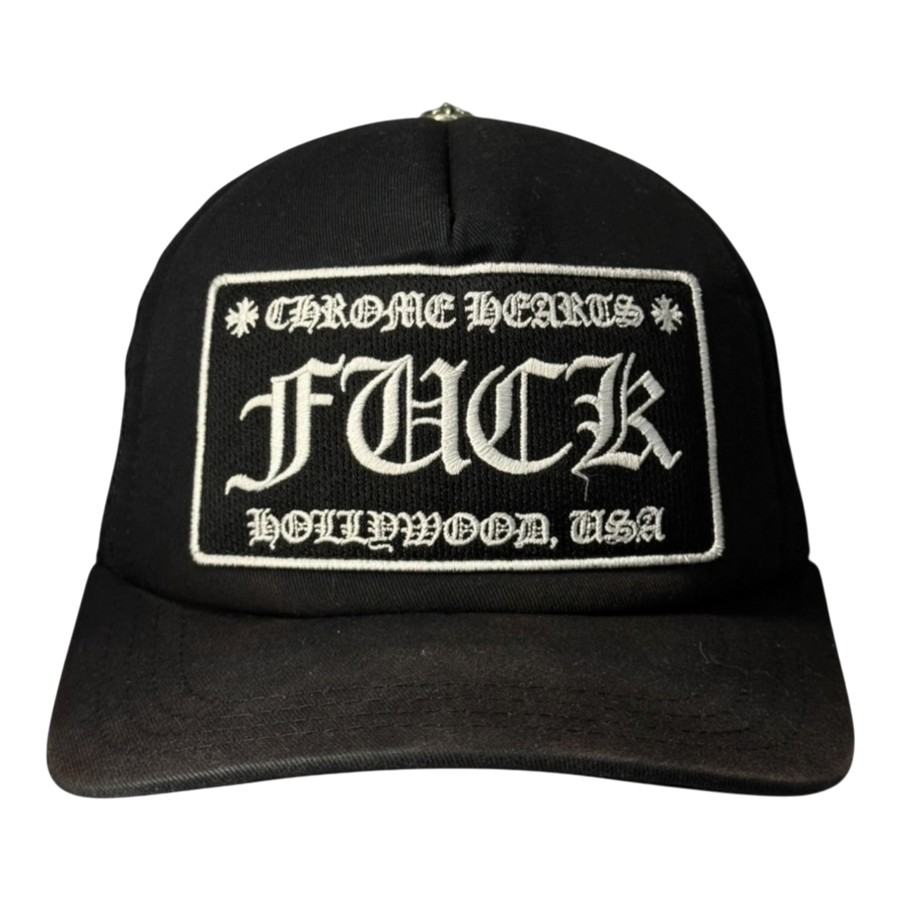 Chrome Hearts FUCK Hollywood Trucker Hat Black/Black