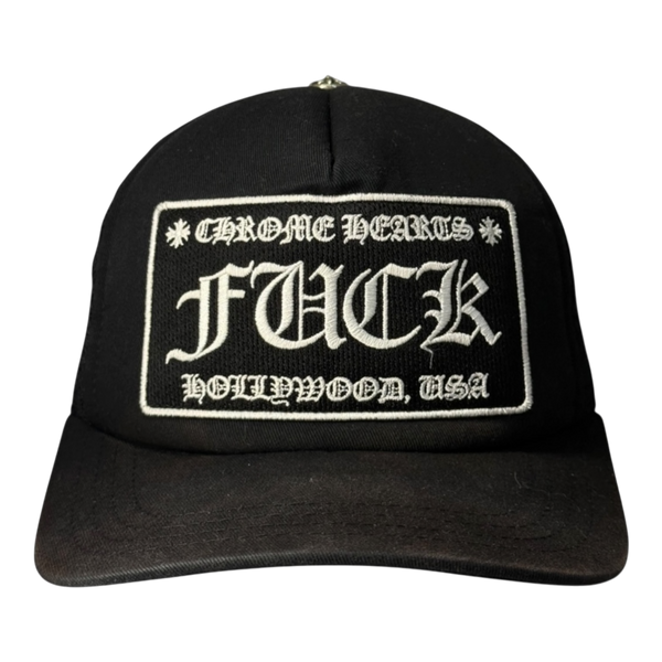 Chrome Hearts FUCK Hollywood Trucker Hat Black/Black