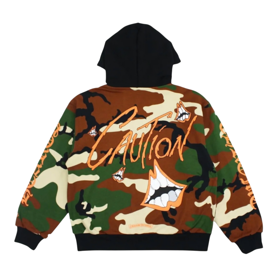 Chrome Hearts Matty Boy Caution Thermal Zip Up Hoodie Camo