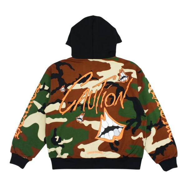 Chrome Hearts Matty Boy Caution Thermal Zip Up Hoodie Camo