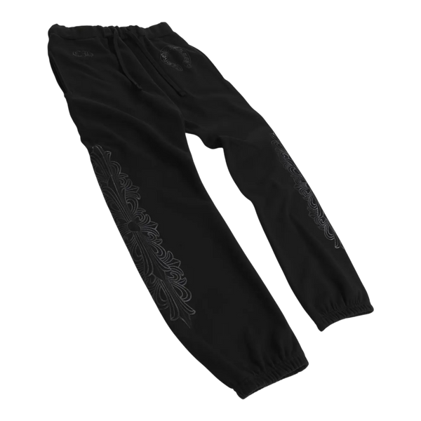 Chrome Hearts Black Horseshoe Floral Sweatpants