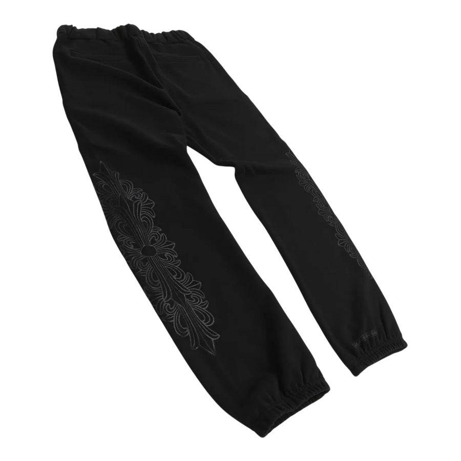 Chrome Hearts Black Horseshoe Floral Sweatpants