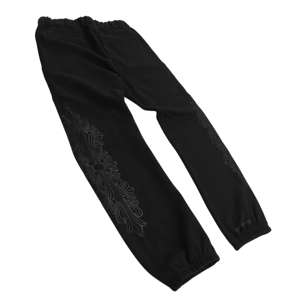 Chrome Hearts Black Horseshoe Floral Sweatpants