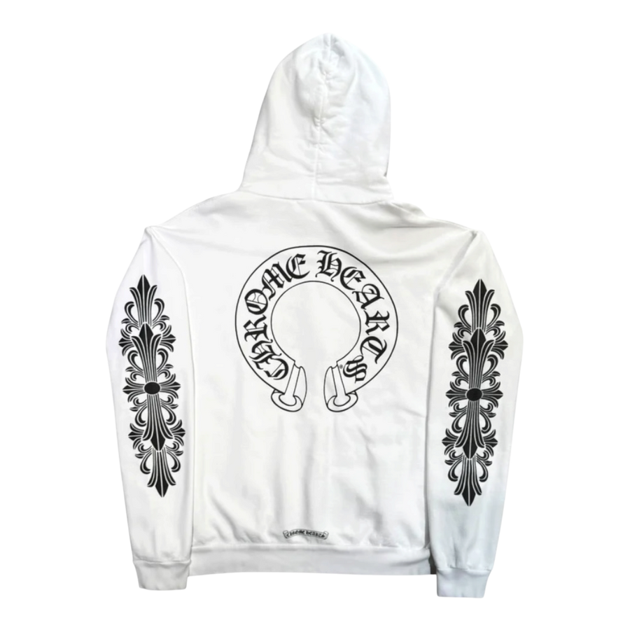 Chrome Hearts Horseshoe Floral Hoodie White